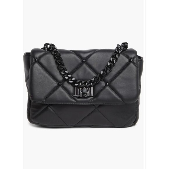 Badgley Mischka BIG CHAIN CROSSBODY BAG WITH BIG DIAMOND QUILTING In Black - Picture 1 of 5
